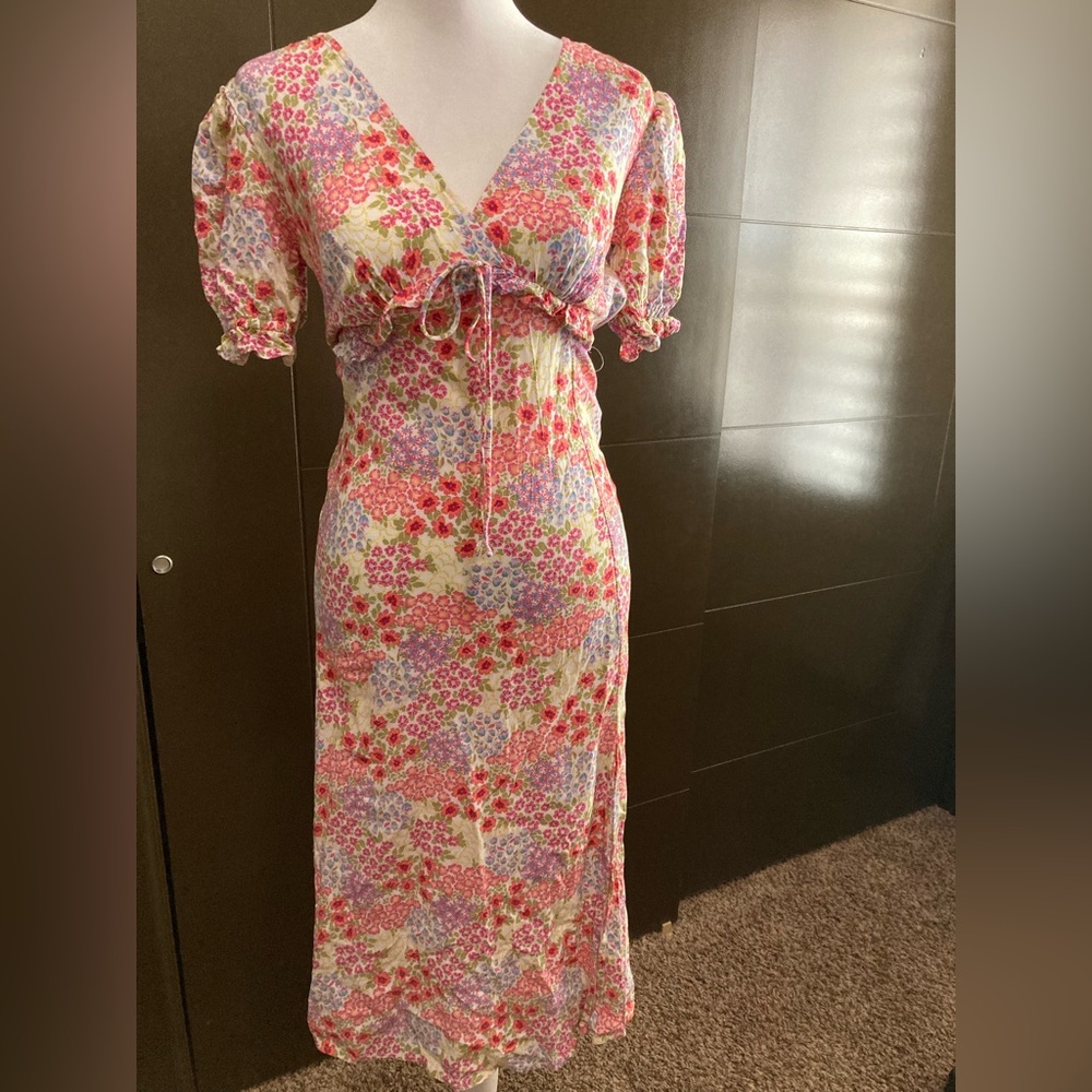 SO Pink and Purple Floral Midi Dress